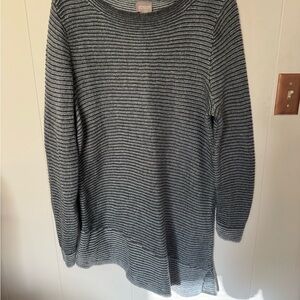 Chico's Charcoal Striped Crew Neck Sweater